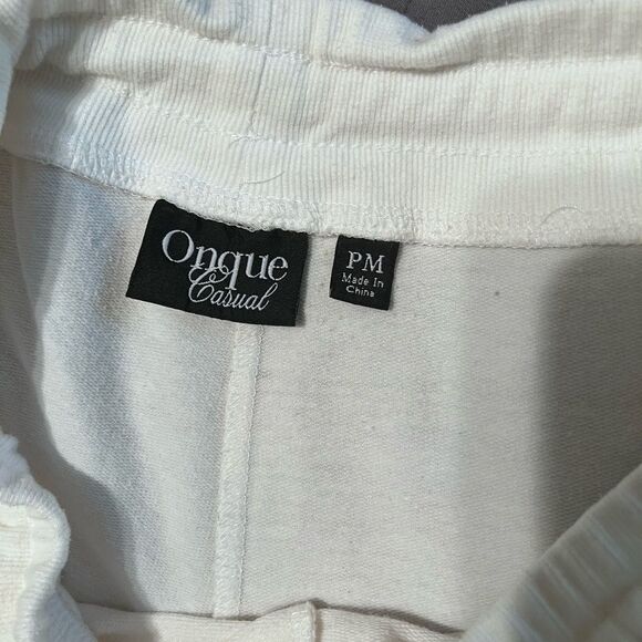 Onque Casual White Drawstring Wide-Leg Pants Size PM - Picture 3 of 4